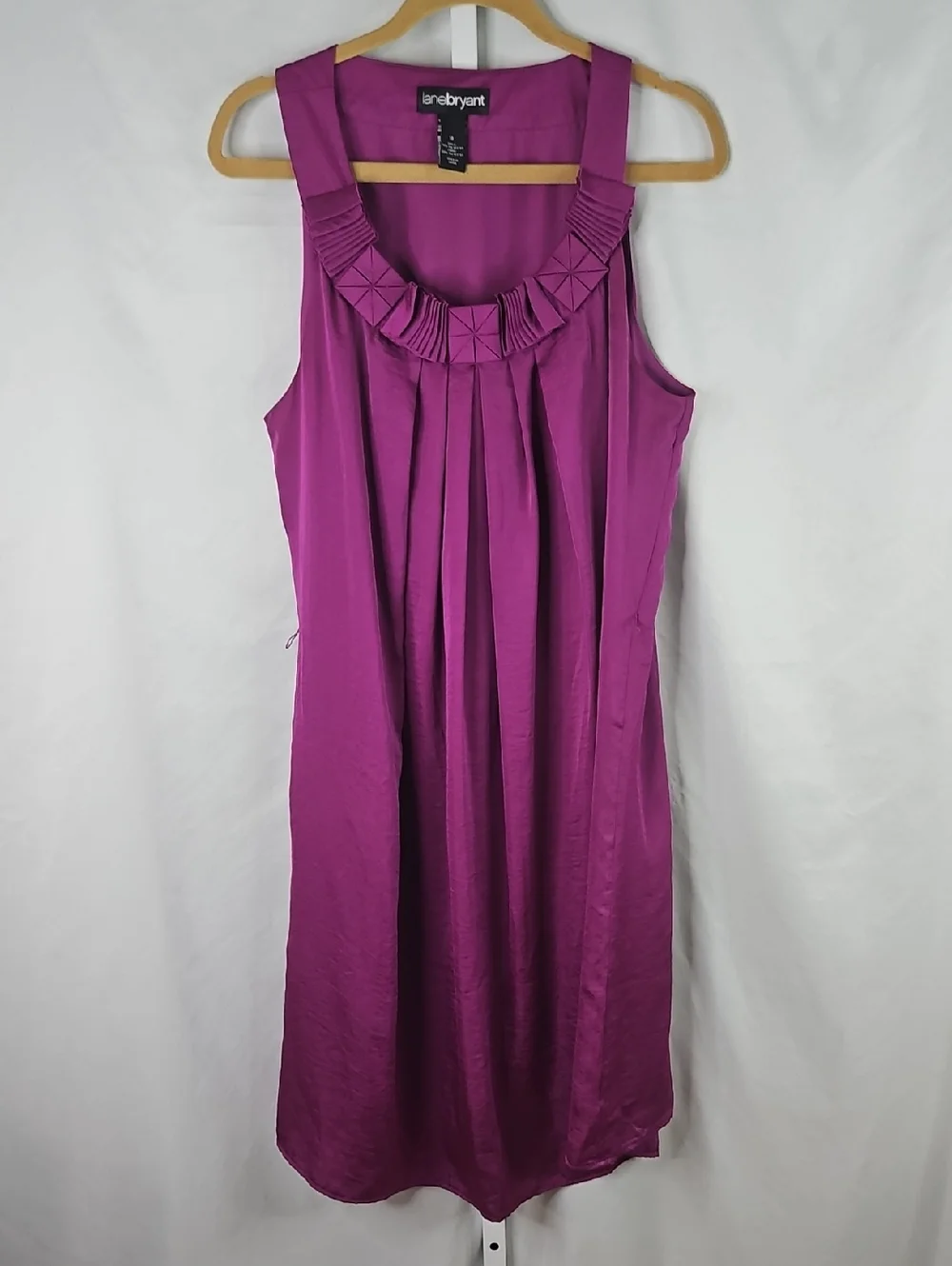 Lane Bryant Magenta Pleated Neck Midi Dress Size 18 - Picture 8 of 8